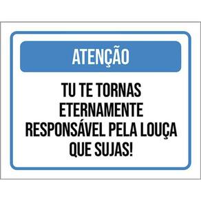 Kit 3 Placa Eternamente Responsável Louça Suja 36X46