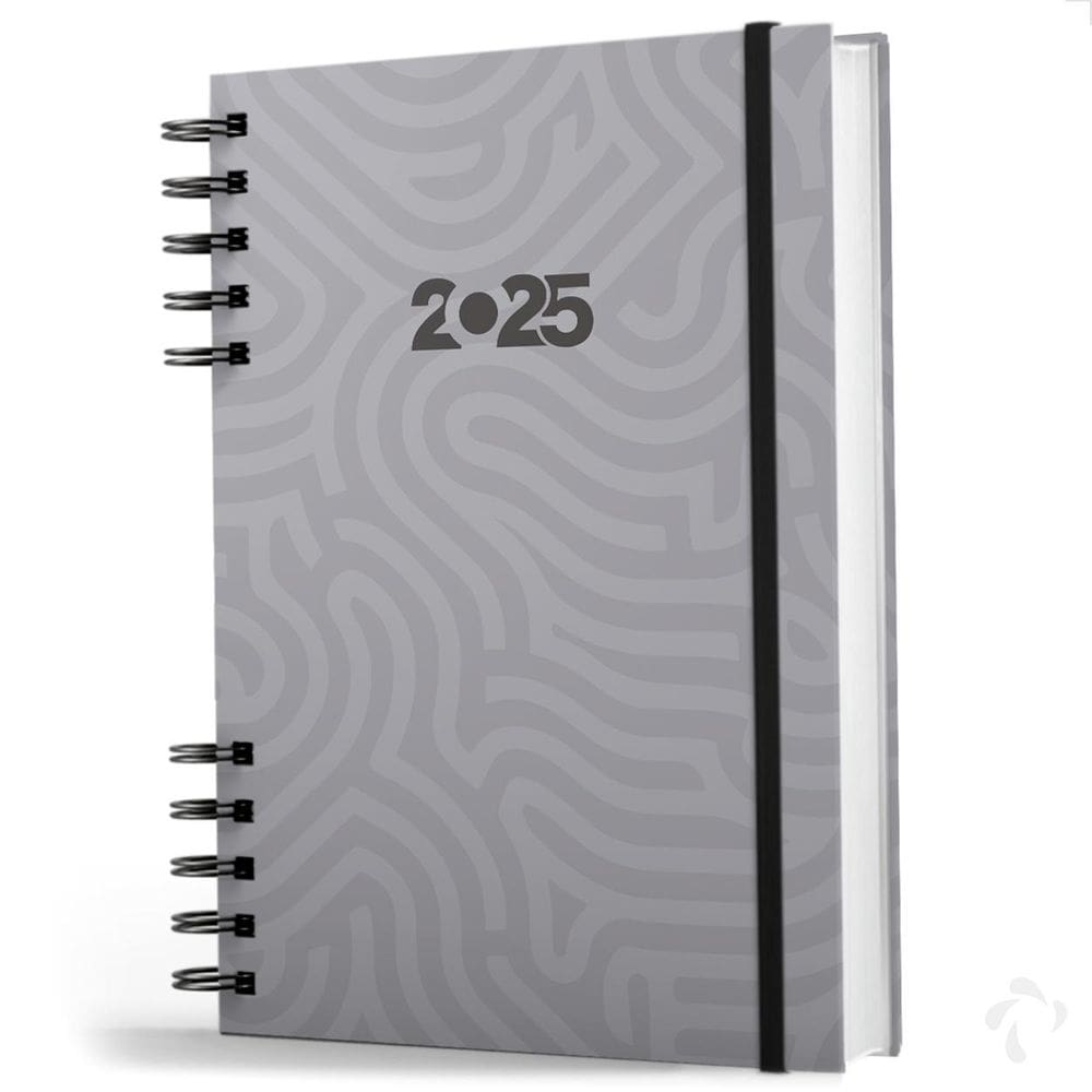Agenda Capa Dura E Organização Pessoal Waves Cinza