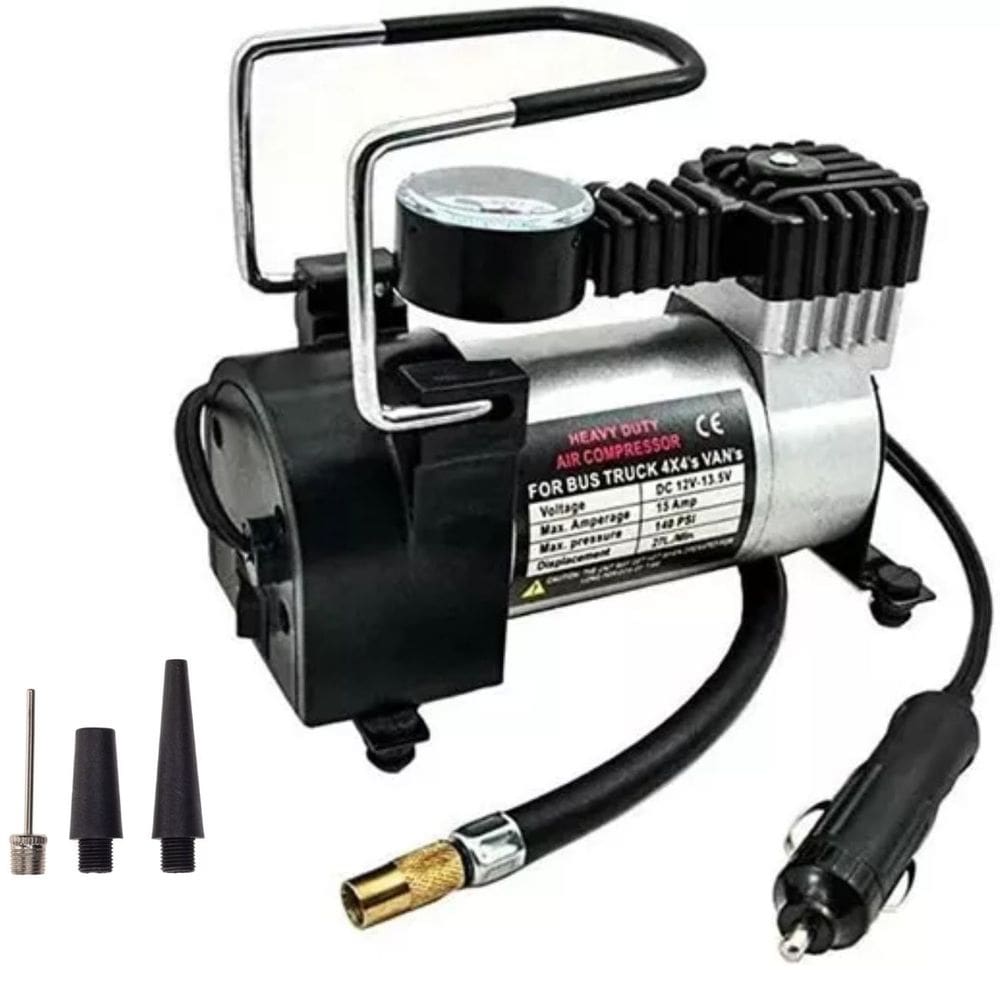 Mini Compressor de Ar Portátil - Prático para Inflar Pneus de Veículos e Bicicletas