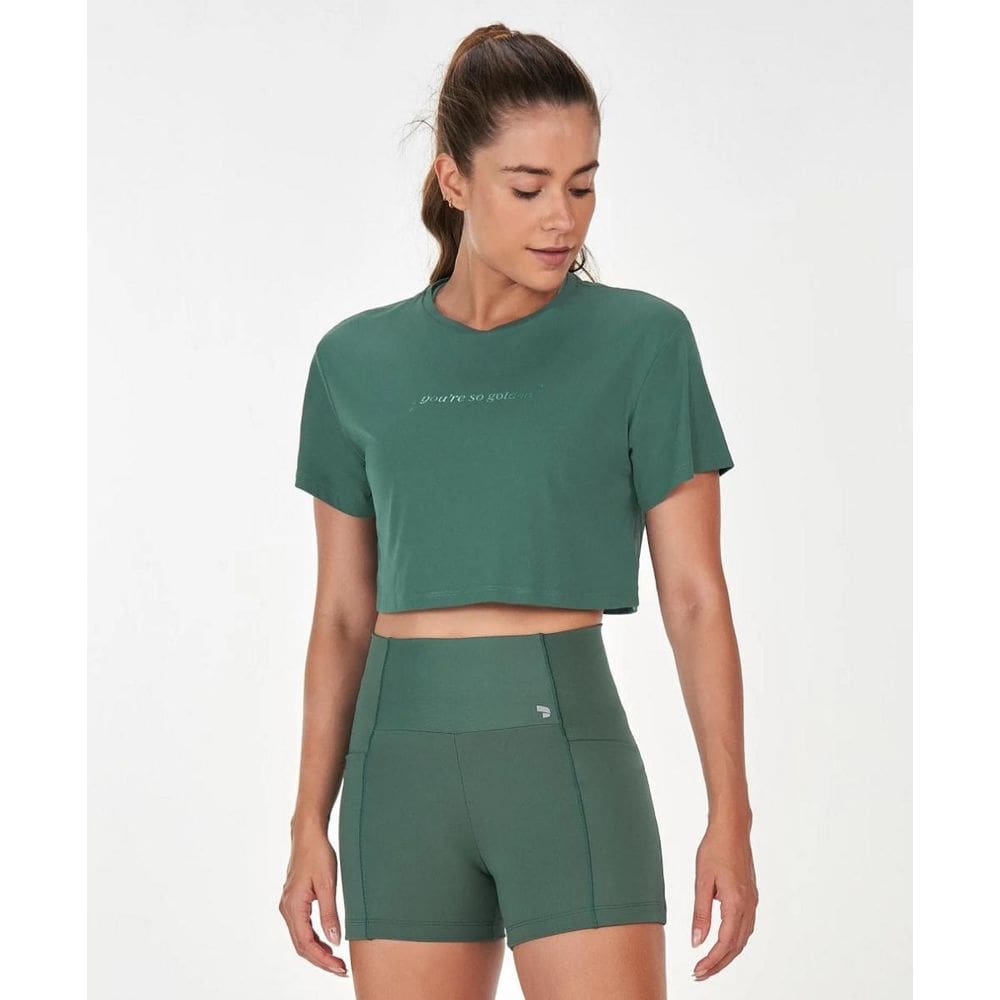 T-shirt Alto Giro Cropped Frase Feminina Ref:2431713