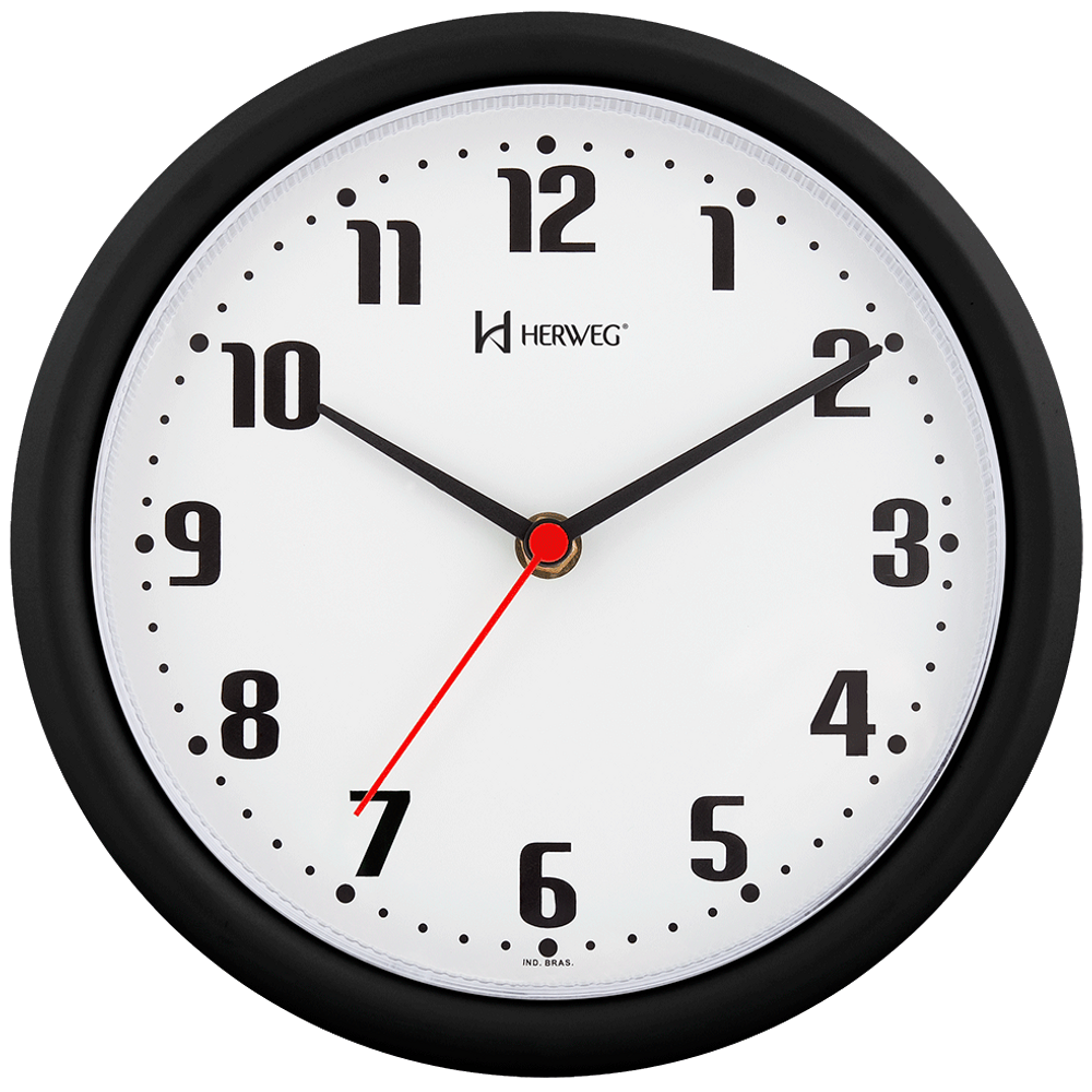 Relógio de Parede 22 cm Preto Herweg