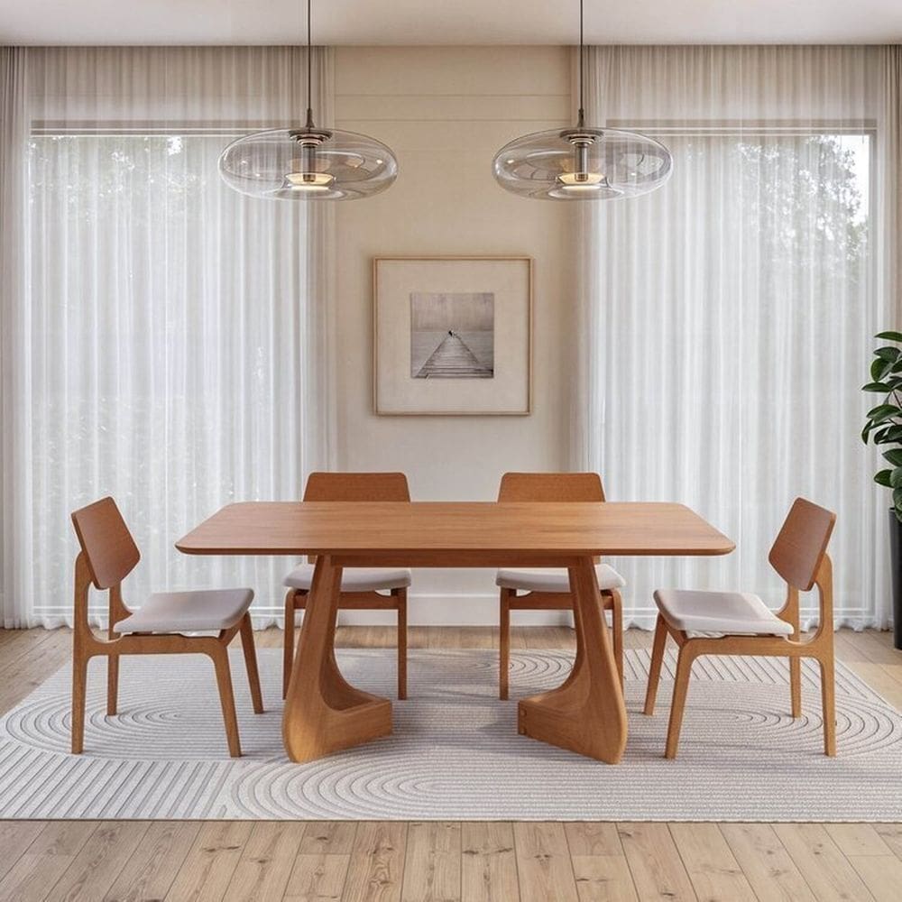 Kit Mesa de Jantar Paineira 180cm e 4 Cadeiras Jandaia CabeCasa MadeiraMadeira Amendoa