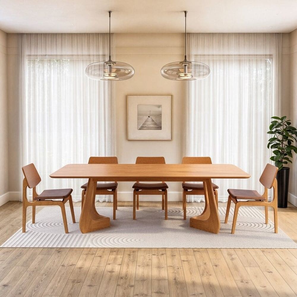 Kit Mesa de Jantar Paineira 240cm e 5 Cadeiras Jandaia CabeCasa MadeiraMadeira Amendoa