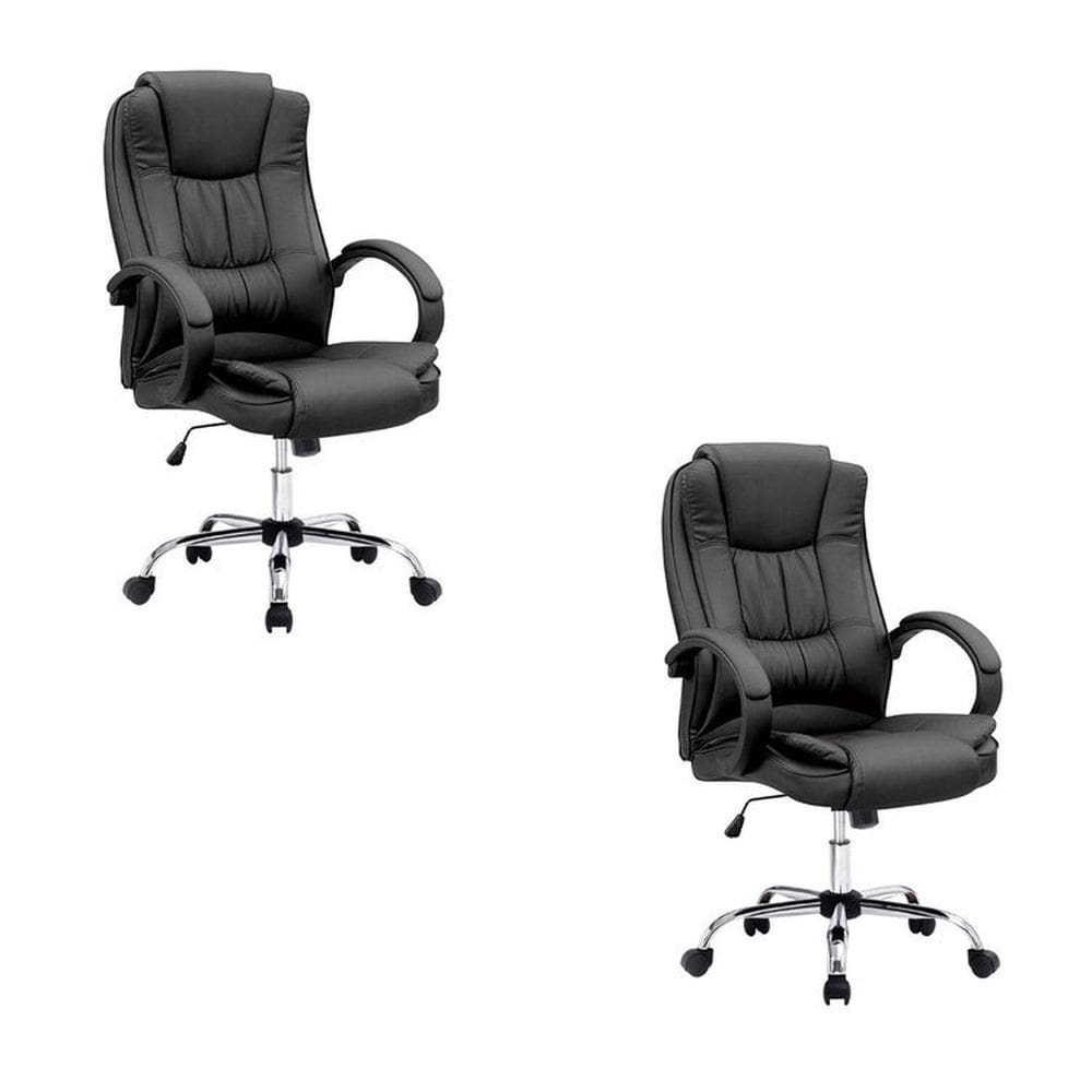 Kit 2 Cadeiras Escritório Giratória Presidente Melbourne Preto