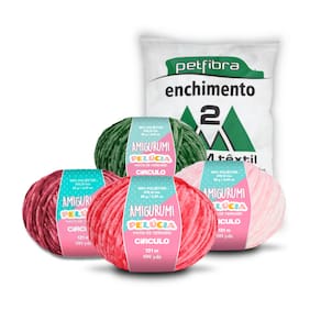 Kit Fios Amigurumi Pelúcia + Enchimento 500g