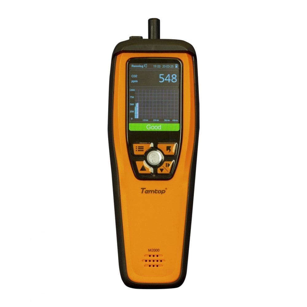 Medidor e Detector de Qualidade do Ar Partículas, CO2,HCHO, Temperatura e Umidade com Exportação de Relatório Via Excel M2000