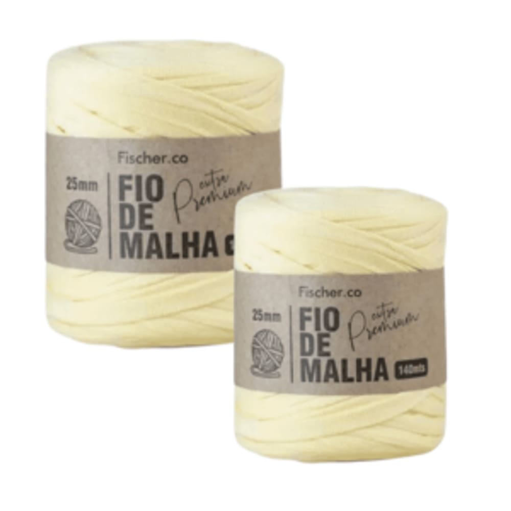 2 Unidades Fio De Malha Cor Amarelo Bebê Extra Premium Fischer Crochê