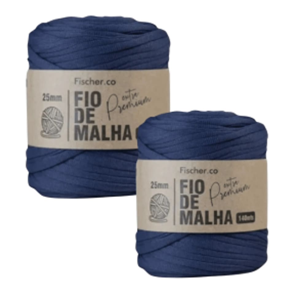 2 Unidades Fio De Malha Cor Azul Marinho Extra Premium Fischer Crochê