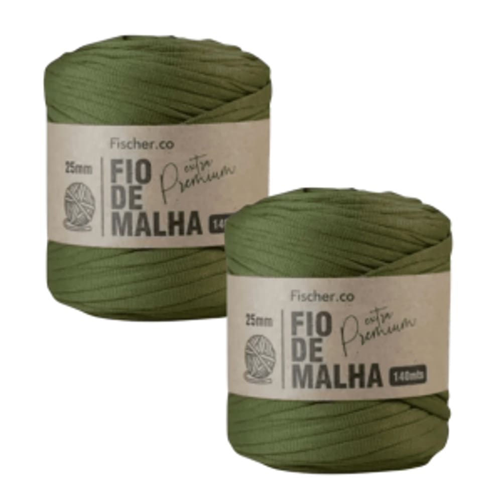 2 Unidades Fio De Malha Cor Musgo Extra Premium Fischer Crochê