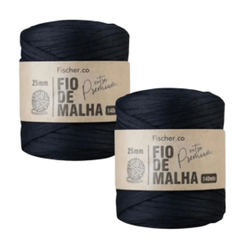 2 Unidades Fio De Malha Cor Preto Extra Premium Crochê