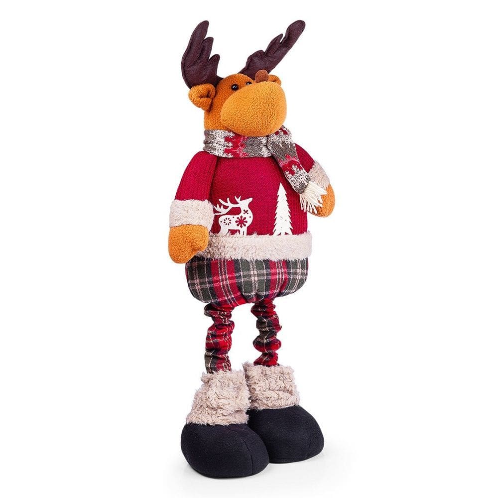 Boneco De Natal Decorativo Em Poliéster Xadrez Com Ajuste De Altura 78cm Papai Noel