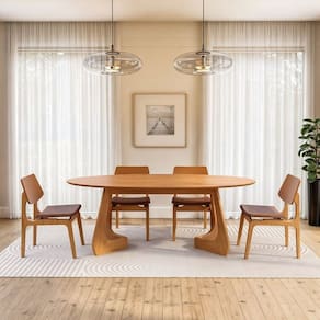 Kit Mesa de Jantar Oval Paineira 210cm e 4 Cadeiras Jandaia CabeCasa MadeiraMadeira Amendoa