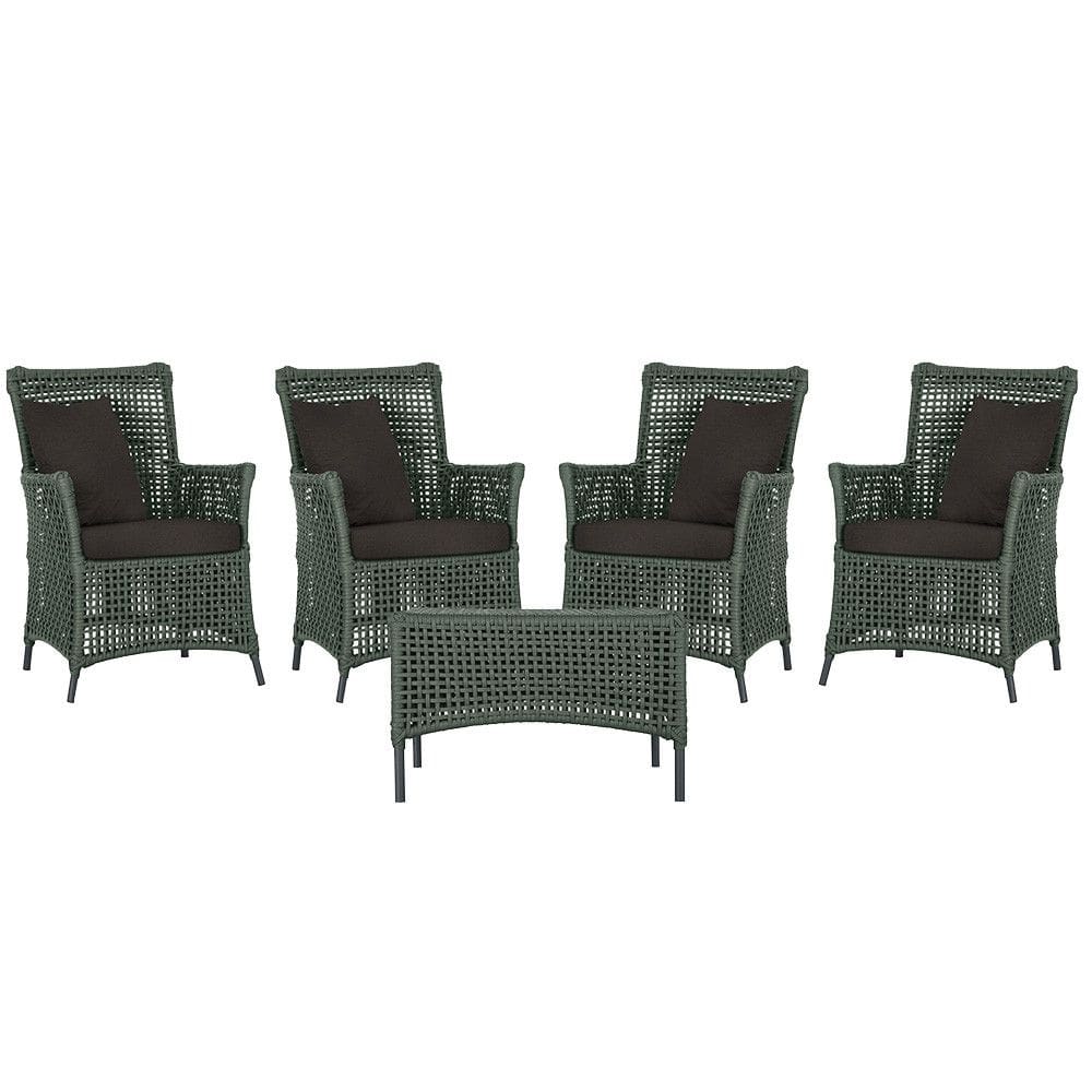 4 Poltronas e 1 Mesa Igapó em Alumínio Pintura Preta Corda Náutica Estofado 9