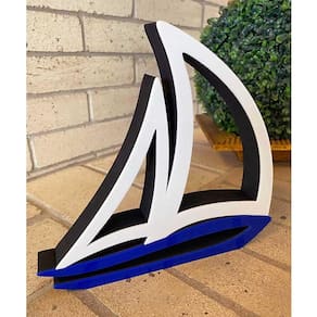 Barco Estilo Em Mdf Decoryou - Ref 344 Azul 20x22x2,7cm