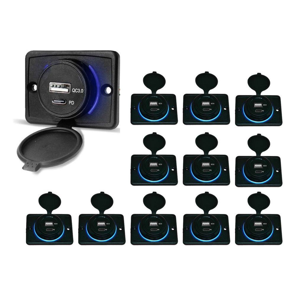 Kit 12 Carregador de Celular Automotivo 1 USB + 1 USB Power C/ Moldura - RS-1113U BR