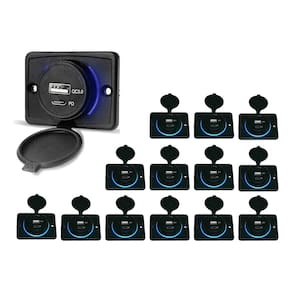 Kit 14 Carregador de Celular Automotivo 1 USB + 1 USB Power C/ Moldura - RS-1113U BR