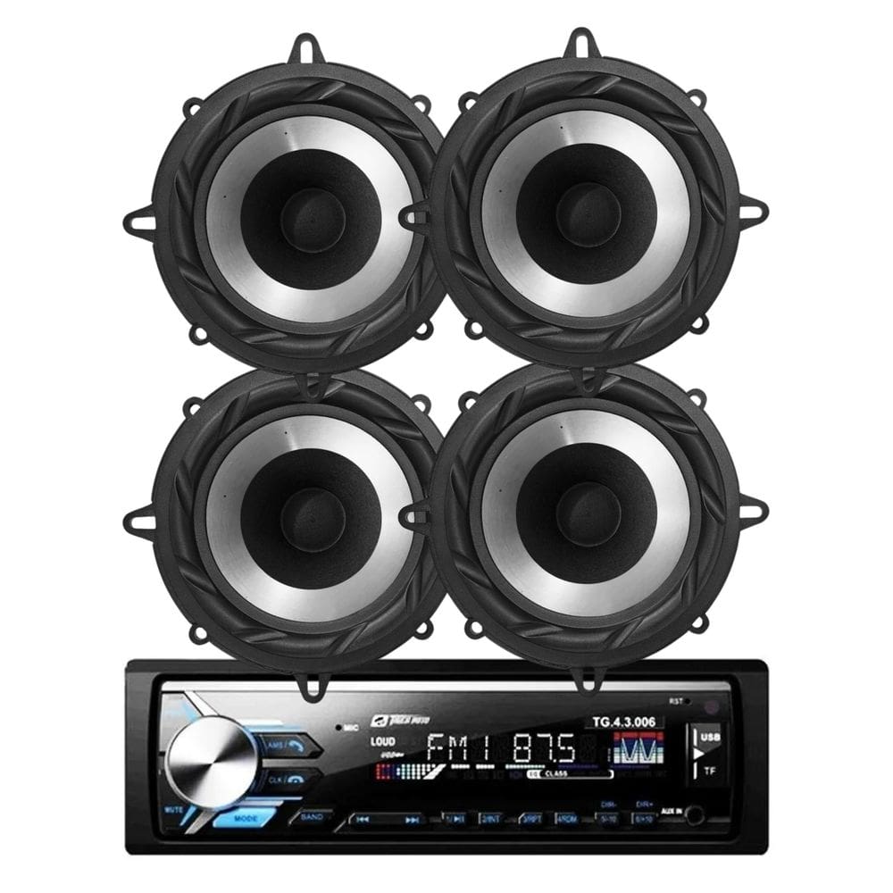 Rádio Tiger Auto TG0403.006 BT/USB/SD/FM/Auxiliar + 4 Alto Falantes 5 Bomber 200w