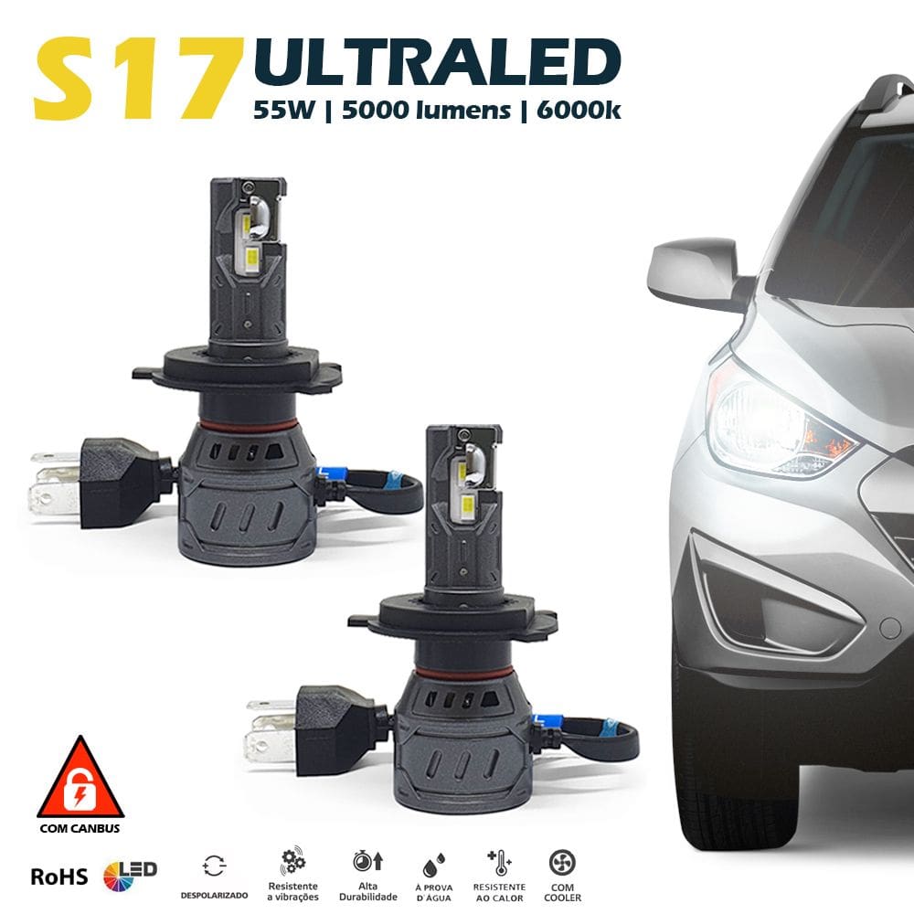 Par Lâmpadas H4 Farol Alto Baixo Honda HRV HR-V Ultra Led 10000 Lumens Canbus Canceller Não Acusa 2015 2016