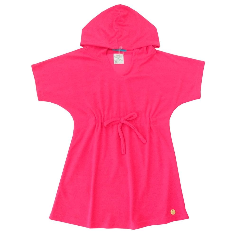 Saída de Praia Infantil Atoalhada com Capuz Pink Neon Everly