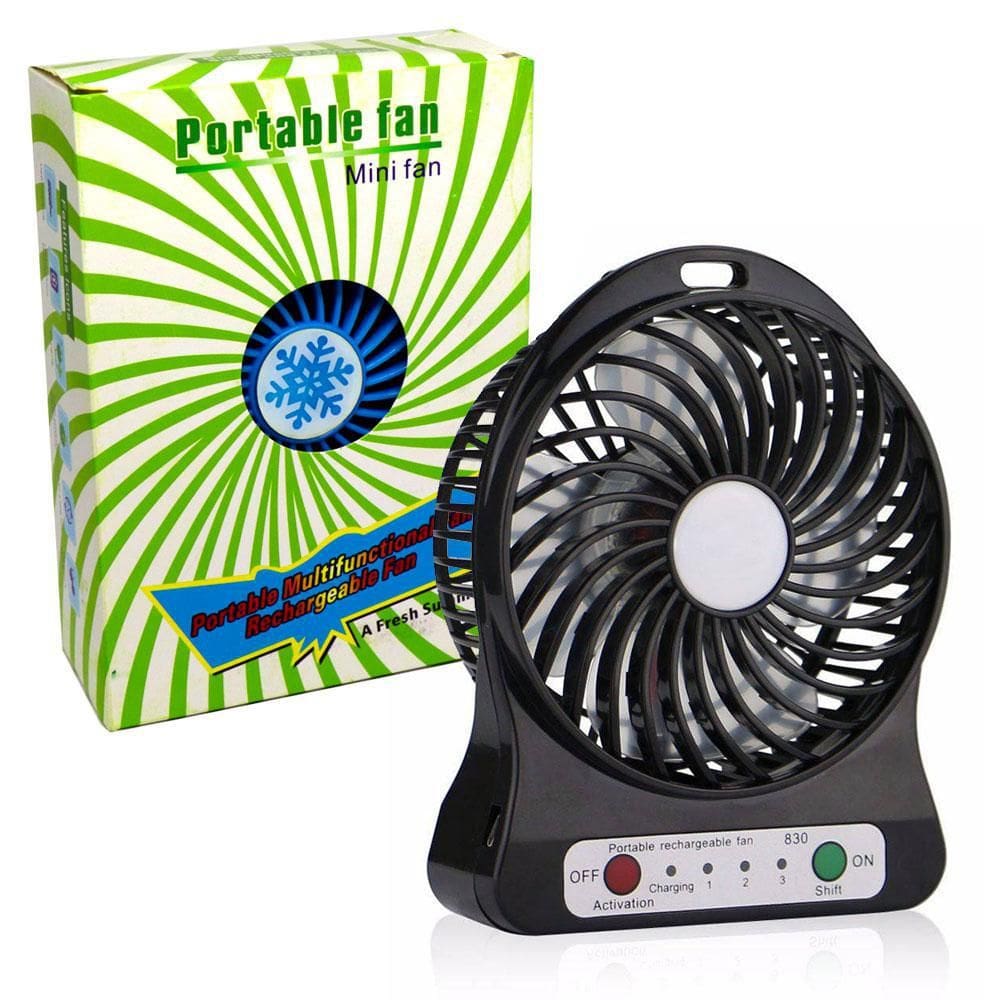 Mini Ventilador Portátil Recarregável 3 Velocidades Preto