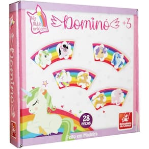 Jogo Domino Unicornio 28 Peças Madeira