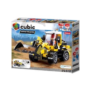 Blocos De Montar Cubic Construção Trator 200 Peças Multikids