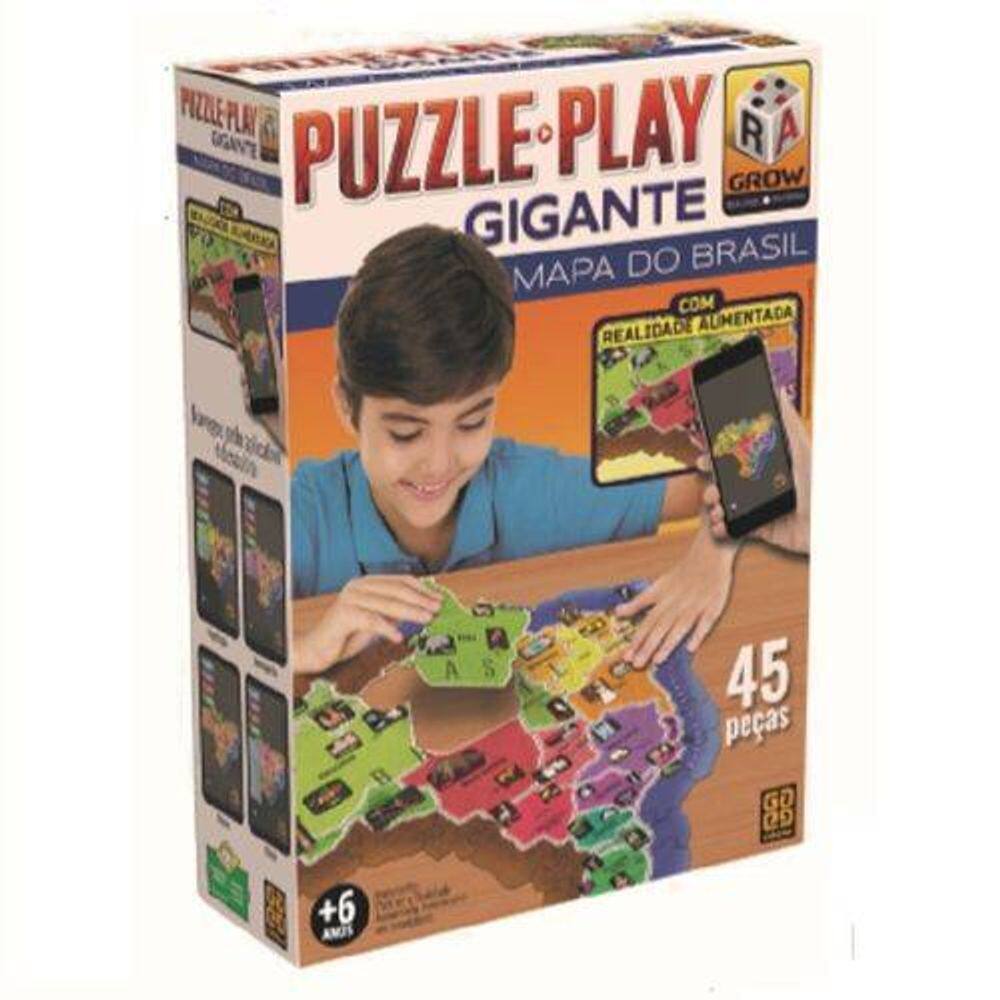 Quebra Cabeça Play Gigante Mapa Do Brasil - Grow
