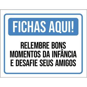 Kit 5 Placa Fichas Aqui Relembre Bons Momentos Infância36X46