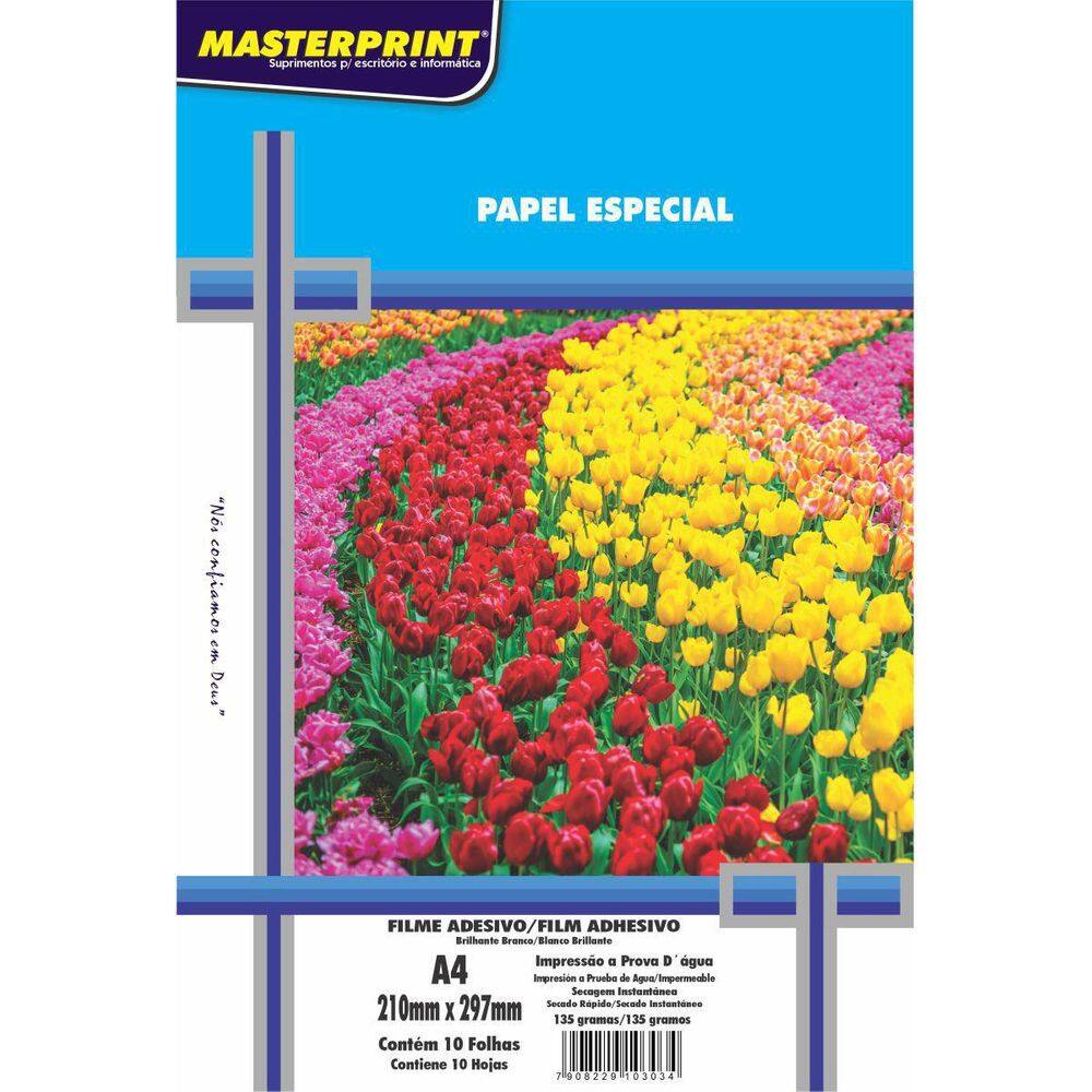 Filme Adesivo Inkjet A4 135G. Branco Glossy
