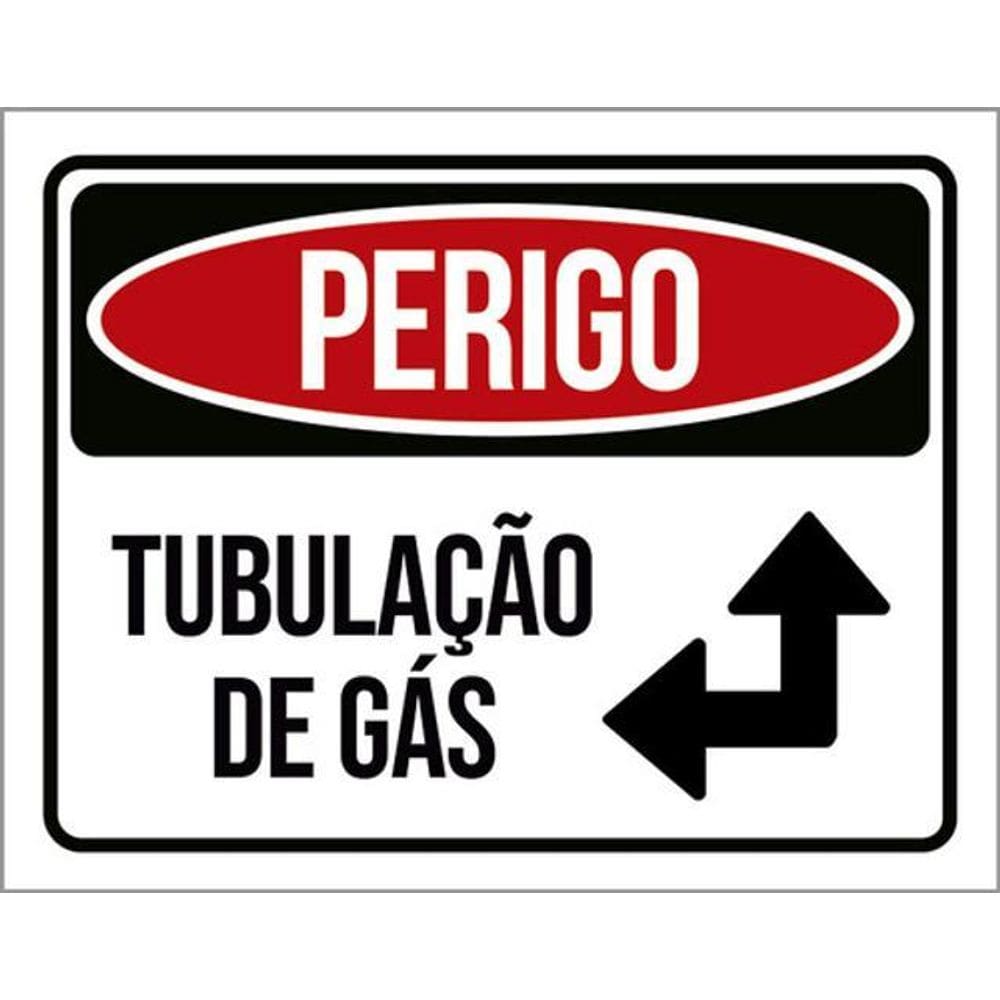Kit 5 Placas Sinalização - Perigo Tubulação De Gás Setas