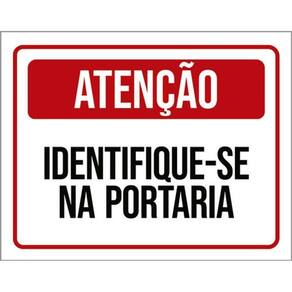 Kit 5 Placas Atenção Identifique-Se Na Portaria Vermelha