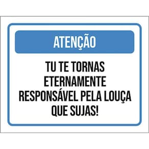Kit 3 Placa Eternamente Responsável Louça Suja 36X46