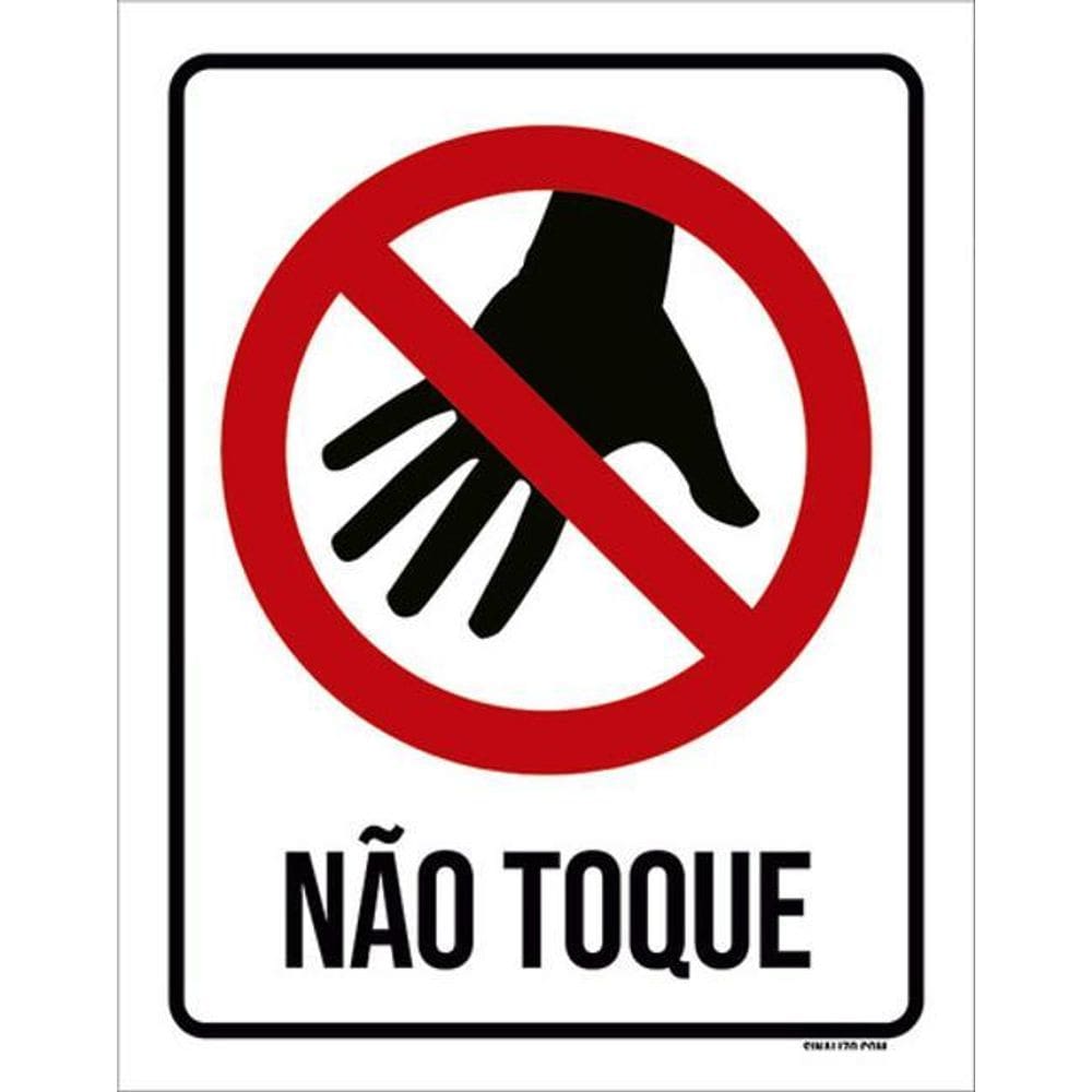 Kit 5 Placas Sinalização - Não Toque Mão Ícone Preto