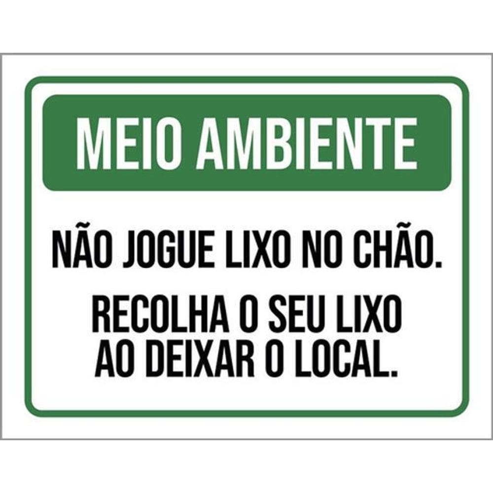 Kit 3 Placas Meio Ambiente Não Jogue Lixo No Chão