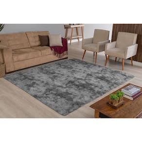 Tapete Felpudo Peludo Cinza Mesclado 2,40M X 2M Shaggy