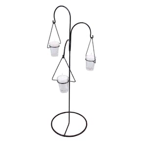 Castiçal 3 pingentes 65 cm Decoração Candelabro Vela Branca