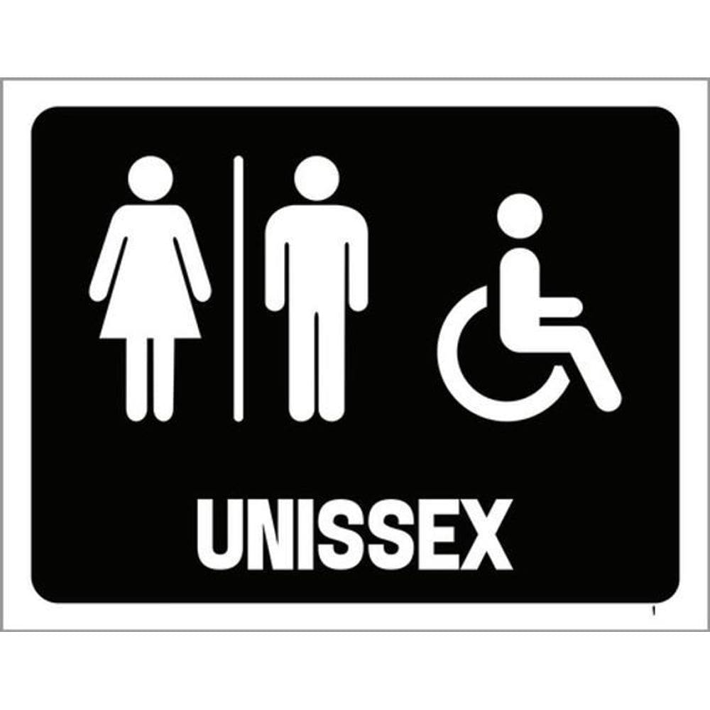 Kit 5 Placas Banheiro Unissex Acessibilidade 36X46