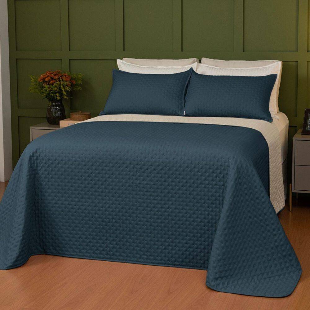 Cobreleito King Lavive Comfy 03 Peças Toque De Pluma Azul