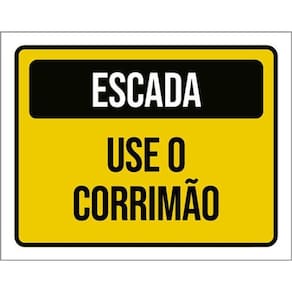 Kit 5 Placas Sinalização - Escada Use Corrimão Amarela