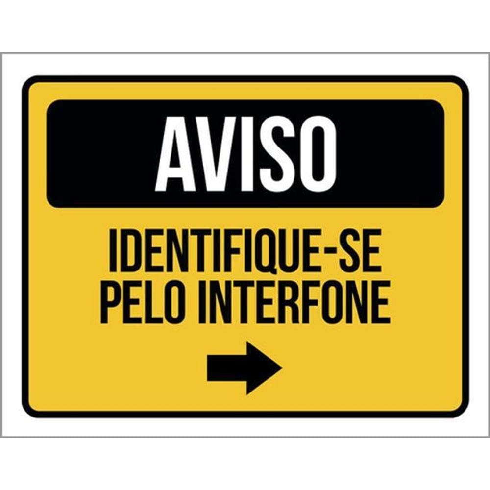 Kit 5 Placa Identifique-Se Interfone Seta Direita36X46
