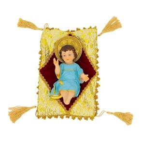 Imagem Enfeite Natal Presépio Menino Jesus Roupa Azul - 20cm