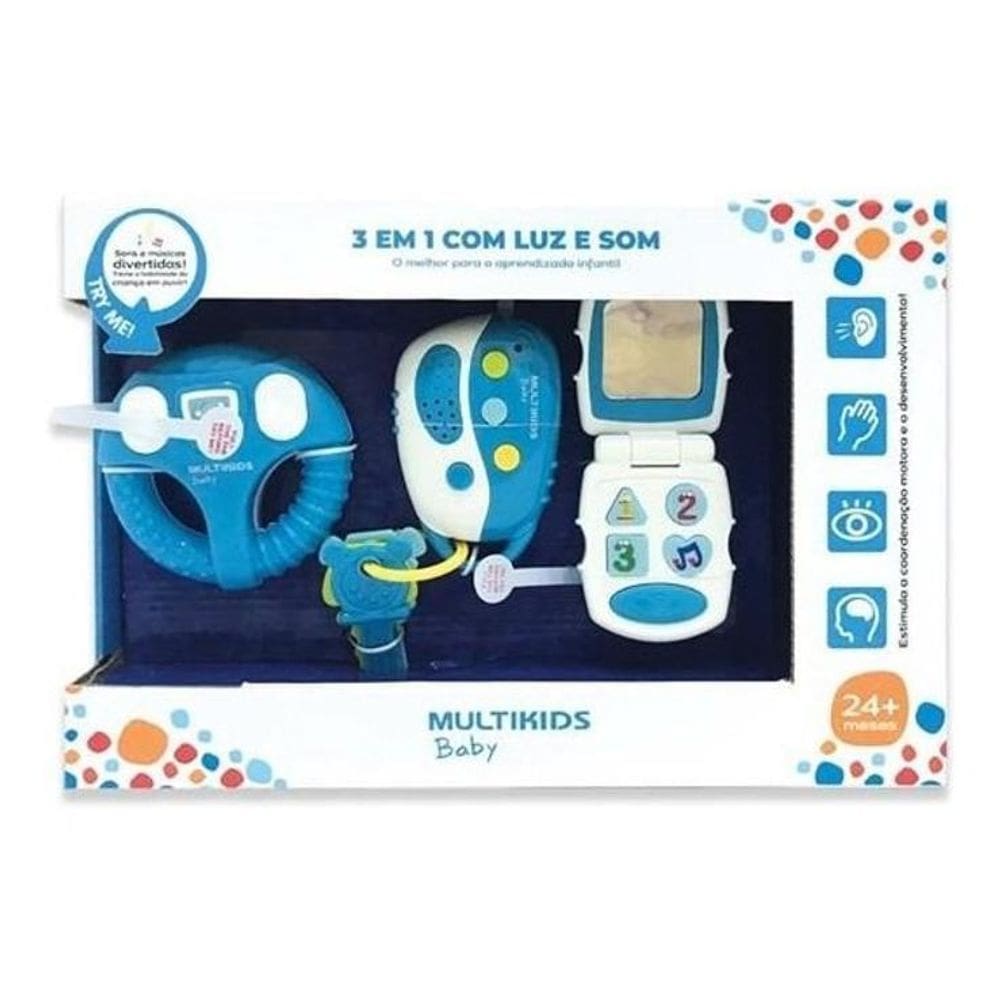 Conjunto Baby 3Em1 Com Som, Luz Rosa Multikids Br1245
