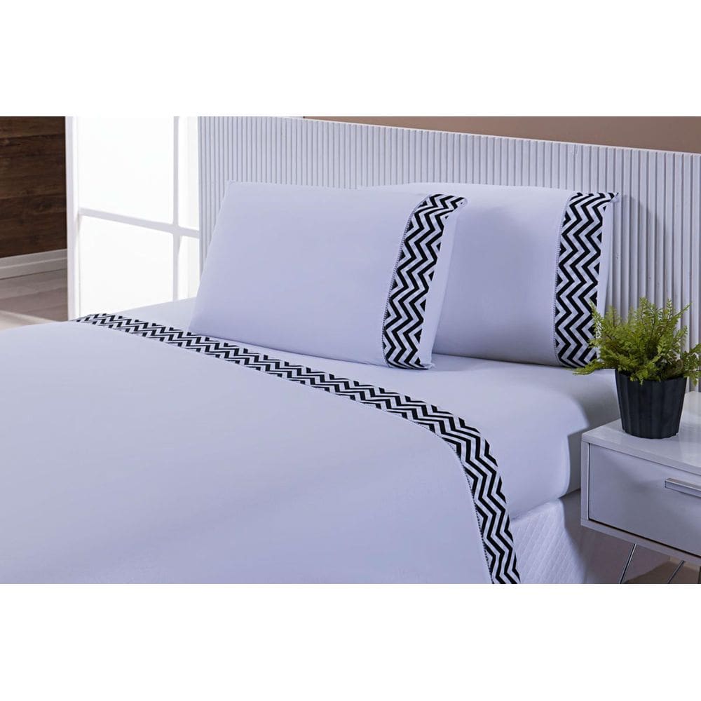 Jogo Lençol 4 Peças Cama Viúva Percal 200 Fios Branco
