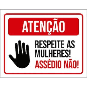 Kit 5 Placas Atenção Respeite Mulheres Assédio Não