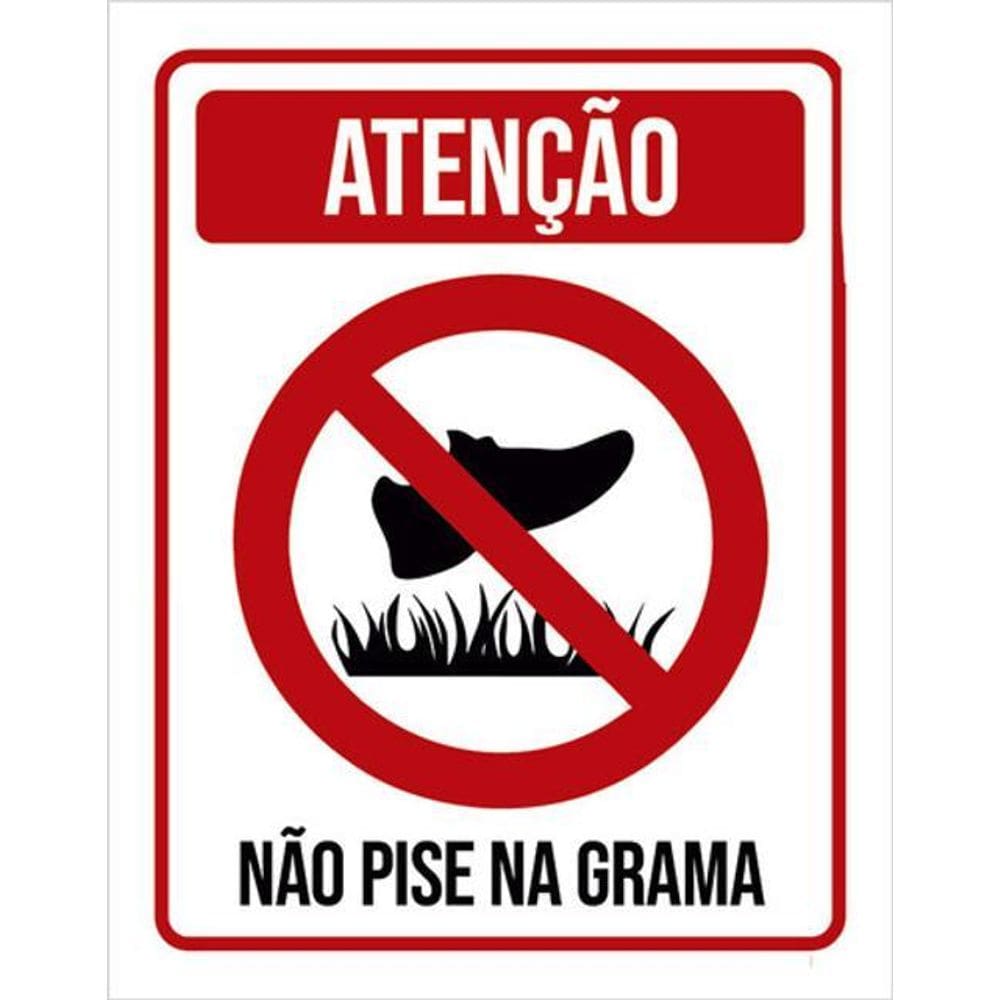 Kit 3 Placas Atenção Não Pise Na Grama