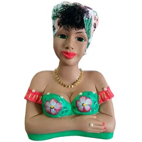 Boneca Namoradeira Morena Grande Com Bandana No Cabelo Verde
