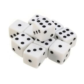Dados de Plástico para Jogos de Tabuleiro 1cm Branco 10un