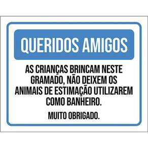 Kit 3 Placa Queridos Amigos Crianças Brincam Gramado 36X46