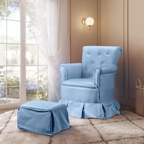 Poltrona de Amamentação Nana com Balanço e Puff Azul