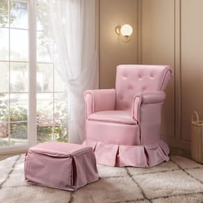 Poltrona de Amamentação Nana com Balanço e Puff Rosa